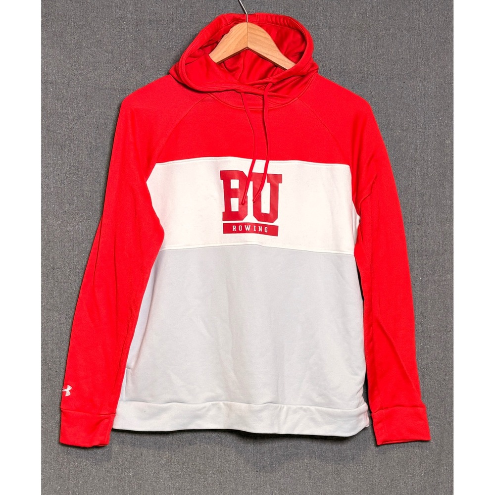 Under Armour Boston University BU Rowing Hoodie Red White Grey Womens Large